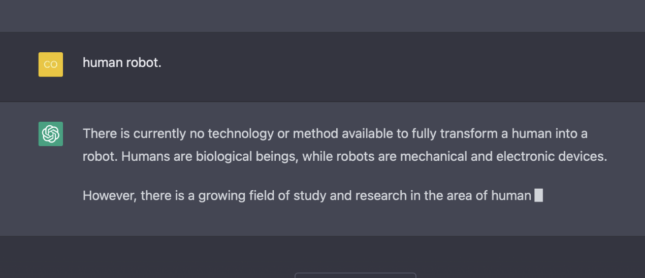 human robot ai prompt